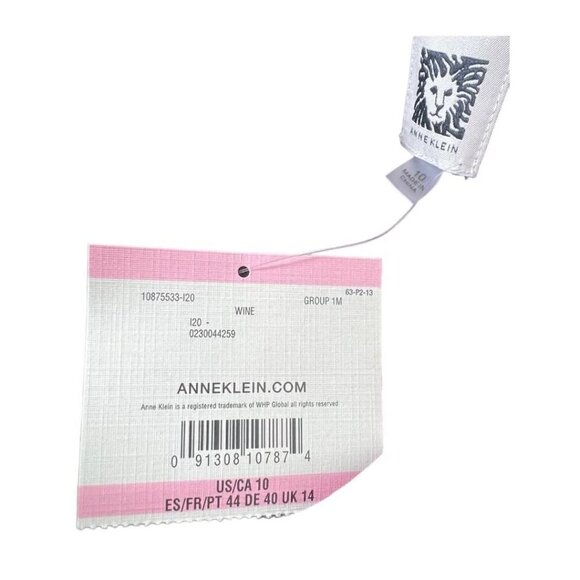 Anne Klein Womens Red Wine Cowl Neck Cap Sleeve Sheath Midi Dress Sz 10 New - Picture 5 of 6